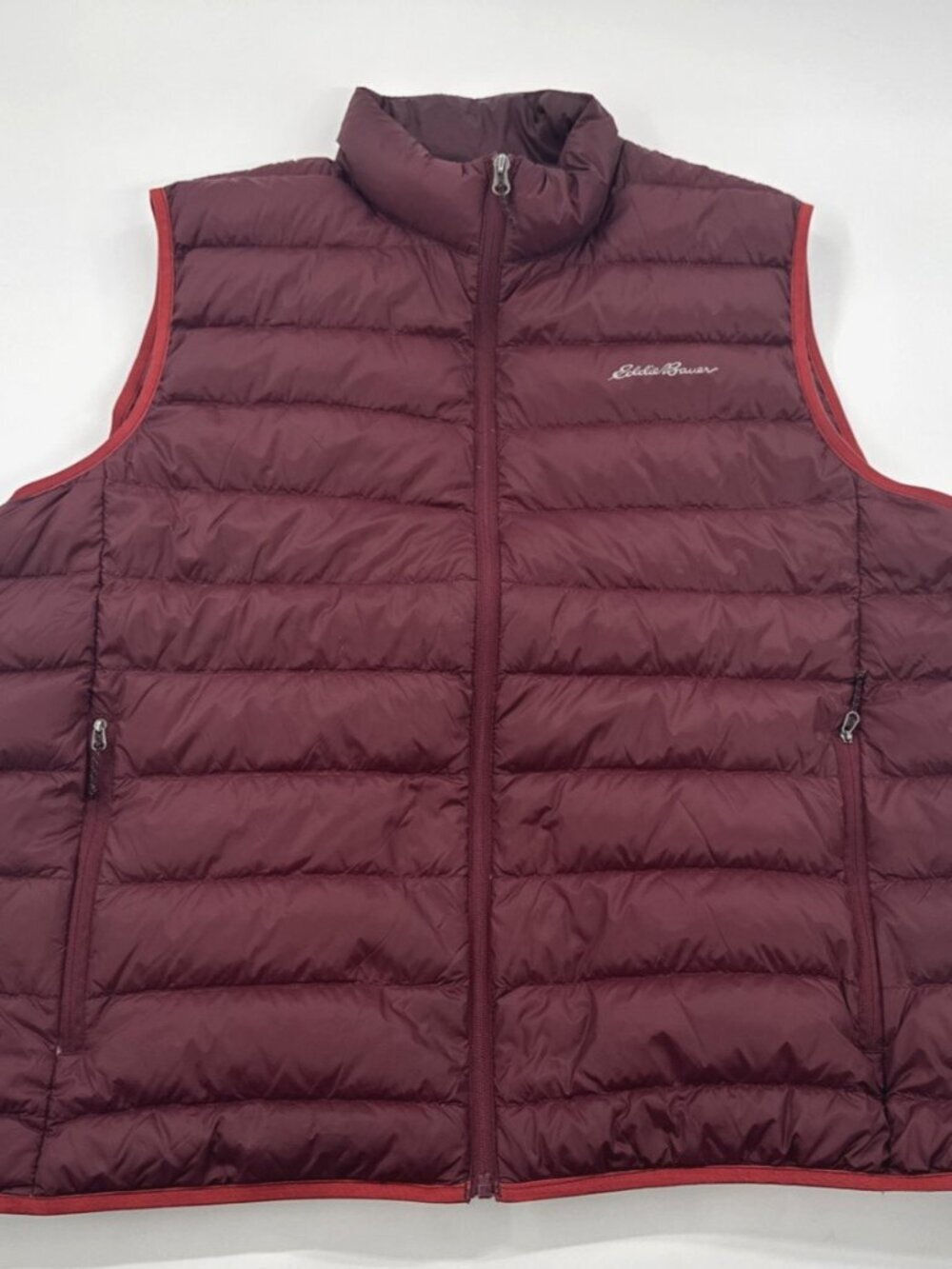 Eddie Bauer Men's Puffer Vest XL Goose Down EB650 Zip Pockets Packable Hiking